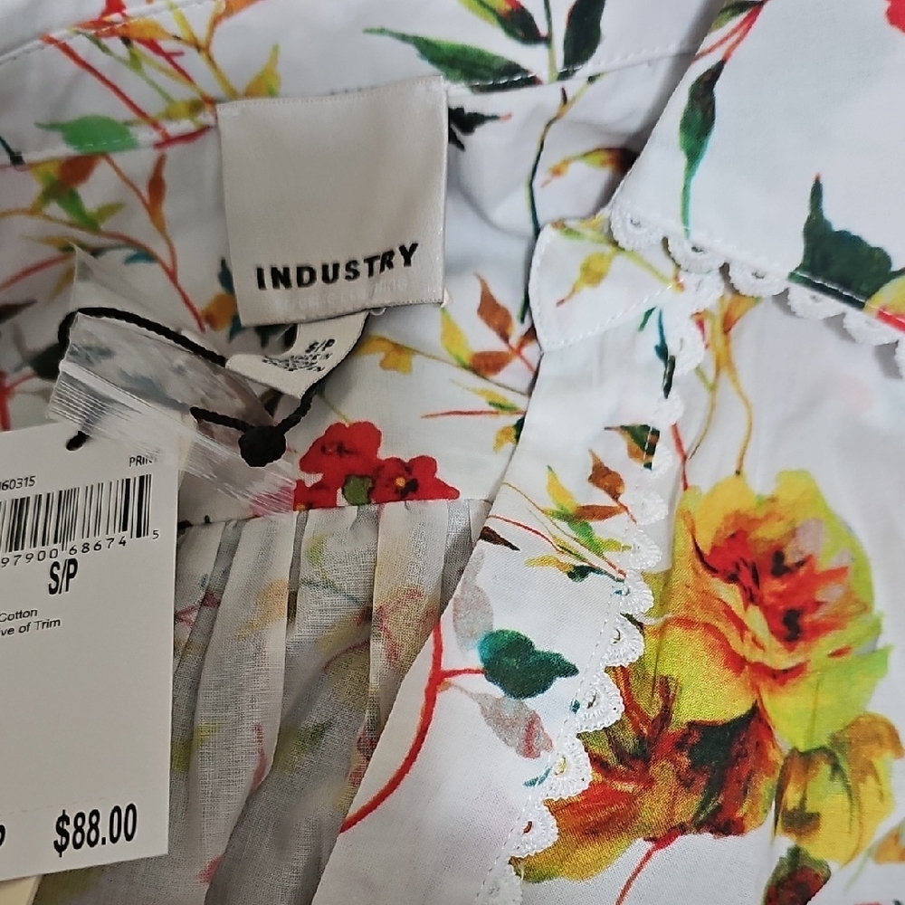 Florals For SPRING White Floral Button-Front Blouse with Red & Yellow Blooms - Picture 7 of 12
